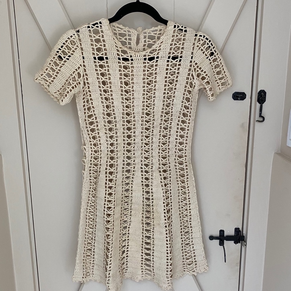 Handmade Crochet Vintage Cream Sundress Coverup